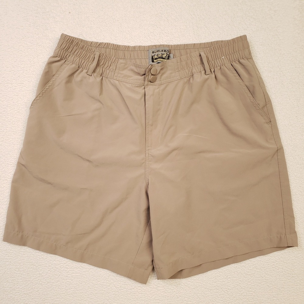 BURLEBO Performance Shorts Mens XL Tan Stretch Lightweight Outdoor Active